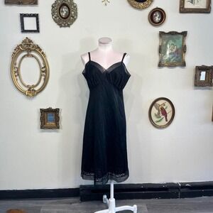 Van Raalte Vintage Black Nylon Slip Dress lingerie size 38